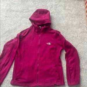 The North Face Pink Ski Jacket with Hood and Fleece Texture